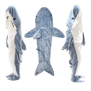 Plush Shark Costume Onesie - Light Blue & White